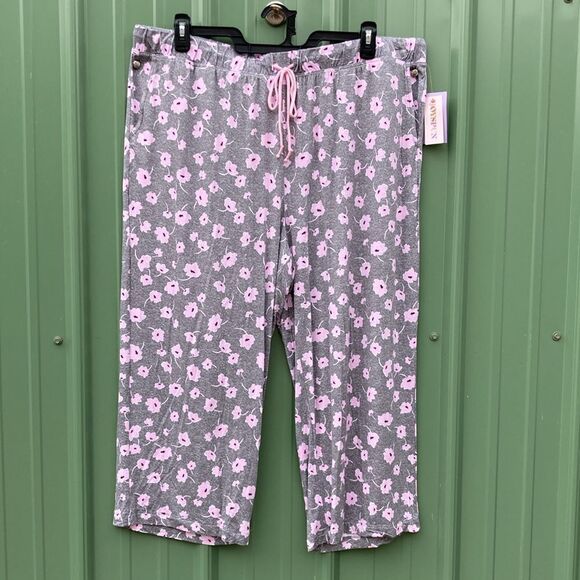 Short Sleeve Knit Sleep T-Shirt & Cropped Sleep Pants Lounge Pajama Size 2X - Picture 4 of 9